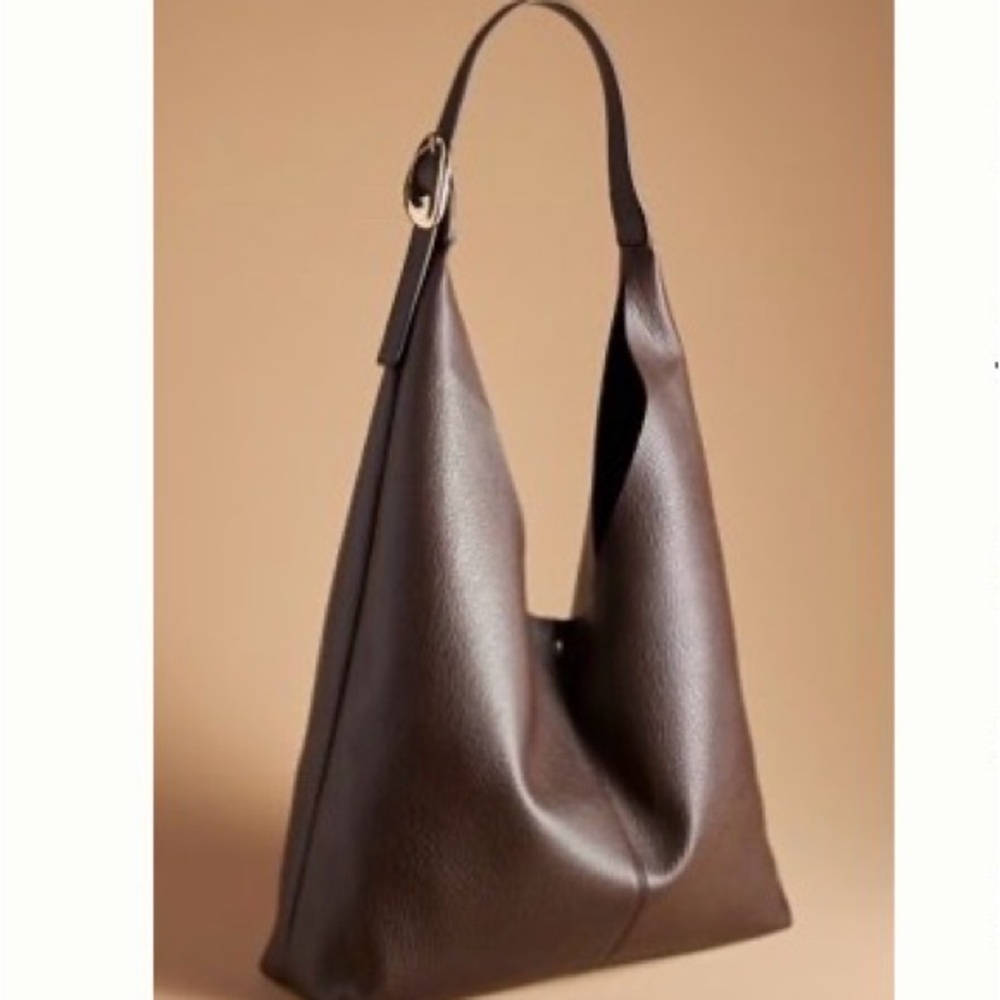 NWT Anthropologie The Love Knot Slouchy Bag: Buckle Edition Chocolate Brown